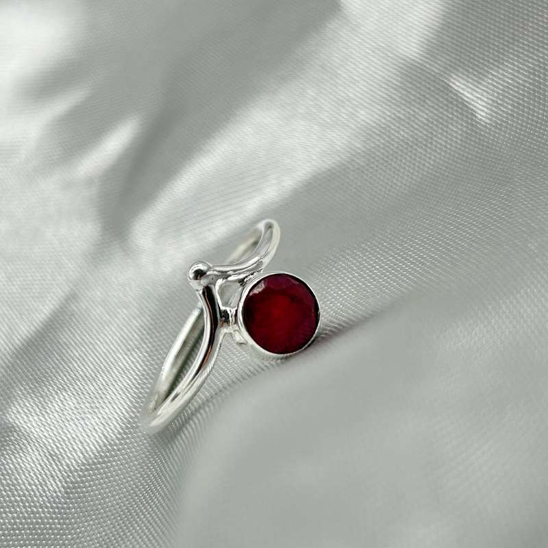 Ruby Sterling Silver Crystal Ring