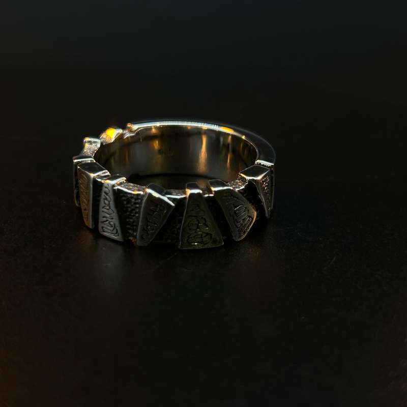 Mens Tribal Sterling Silver Ring