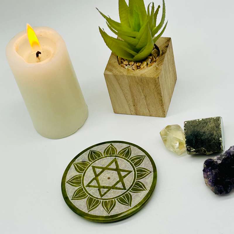 Small Green Heart Chakra Soapstone Incense Holder