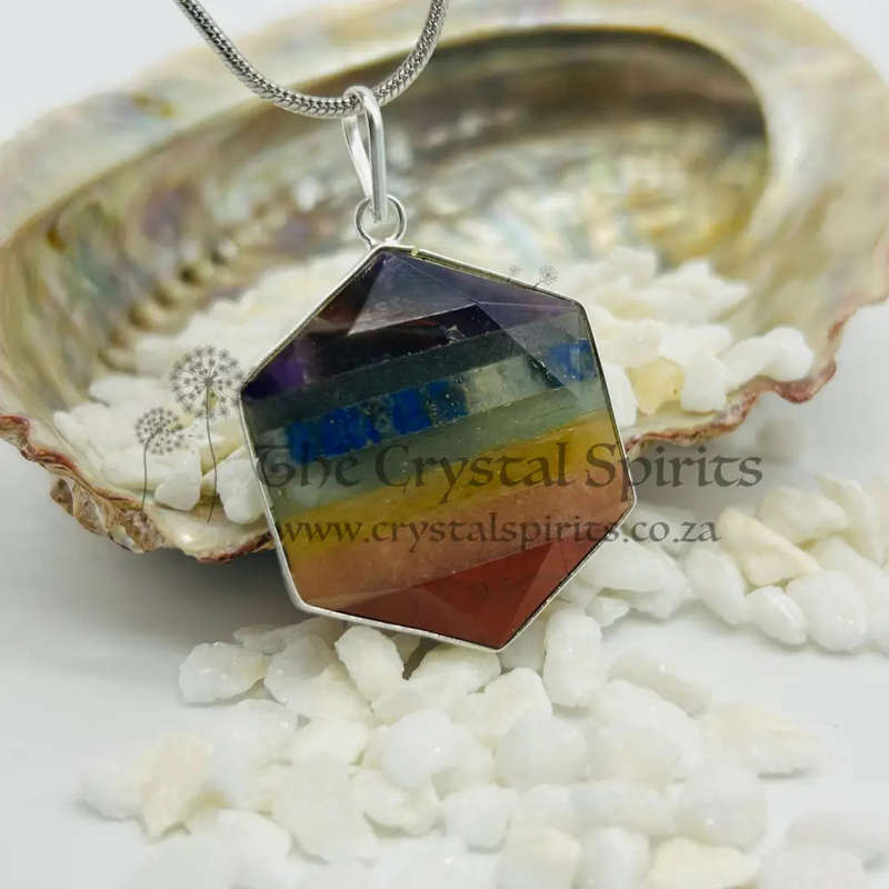 7 Chakra Hexagonal Pendant