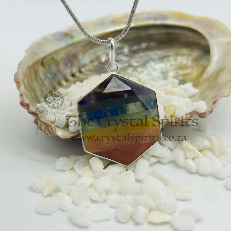 7 Chakra Hexagonal Pendant