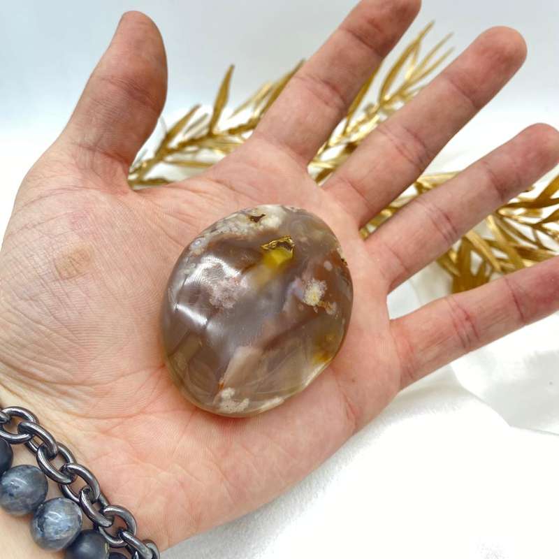 Peace and Passion Flower Agate Oval