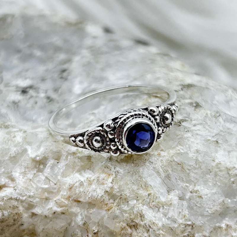 Sterling Silver Iolite Crystal Faceted Ring