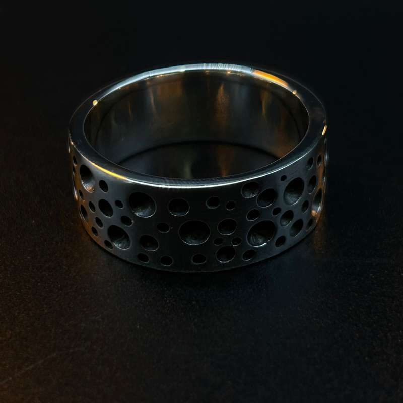 Mens Speckle Sterling Silver Ring