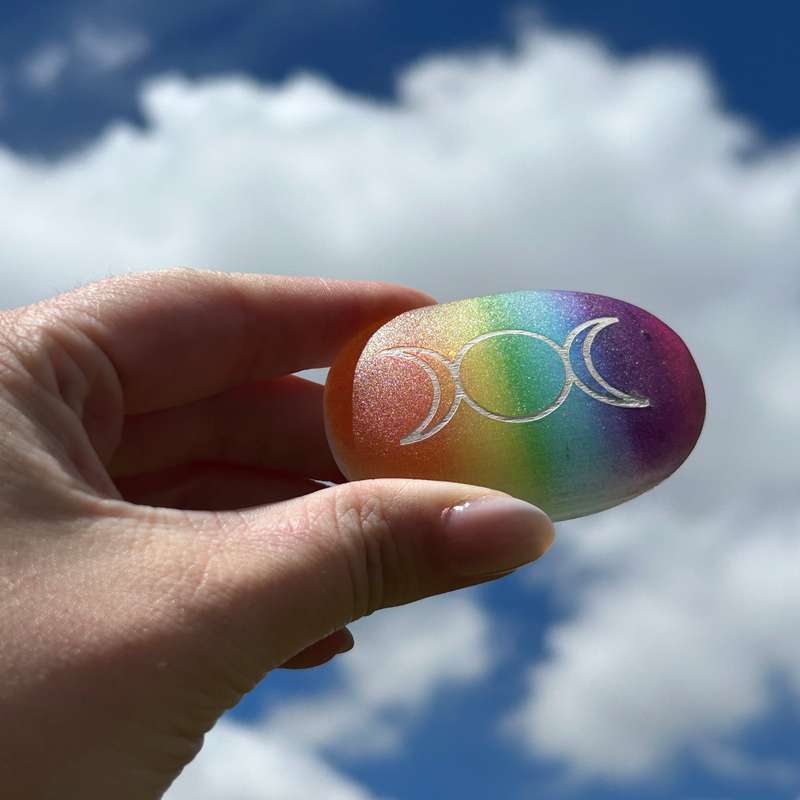 Selenite Goddess Rainbow Palm Piece