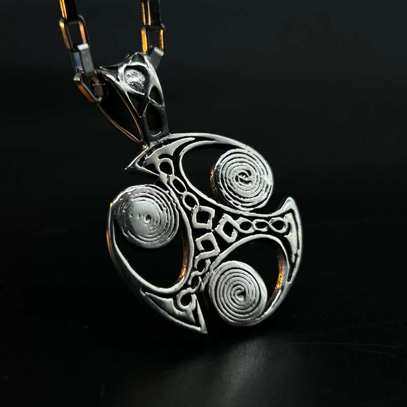 Mens Viking Sterling Silver Pendant - Spirals Of Eternal Life