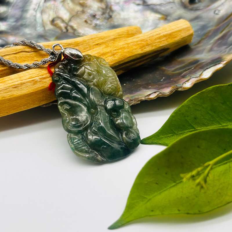 Green Jade Happiness and Love Pendant