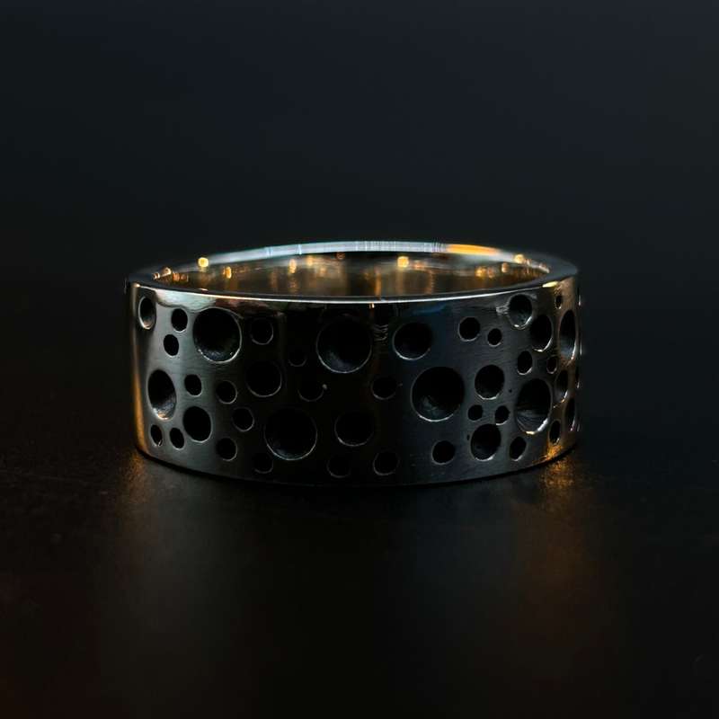 Mens Speckle Sterling Silver Ring