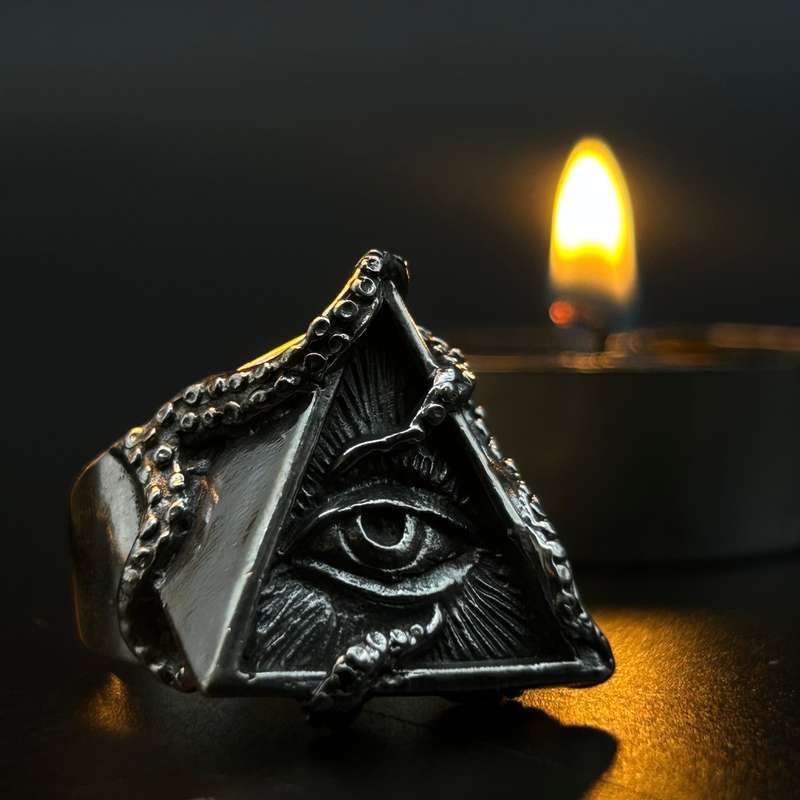 Mens All Seeing Eye Sterling Silver Ring