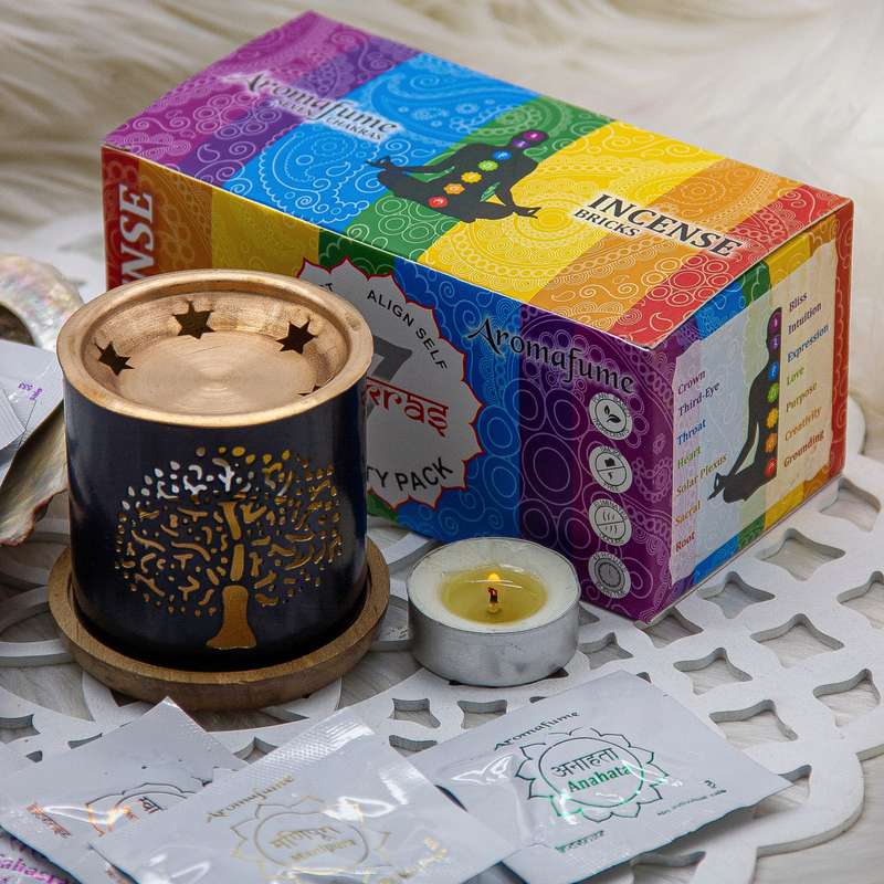 Aromafume 7 Chakra Burner Kit with 7 Chakra Incense Bricks