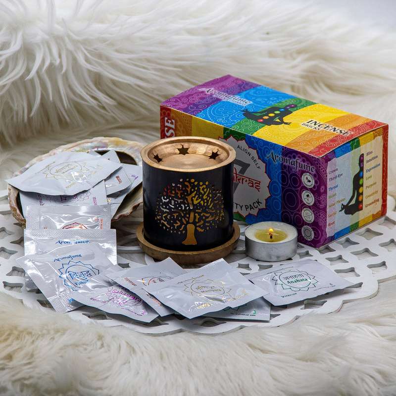 Aromafume 7 Chakra Burner Kit with 7 Chakra Incense Bricks