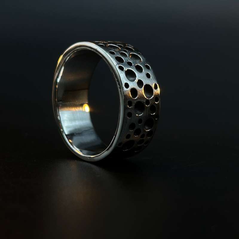 Mens Speckle Sterling Silver Ring