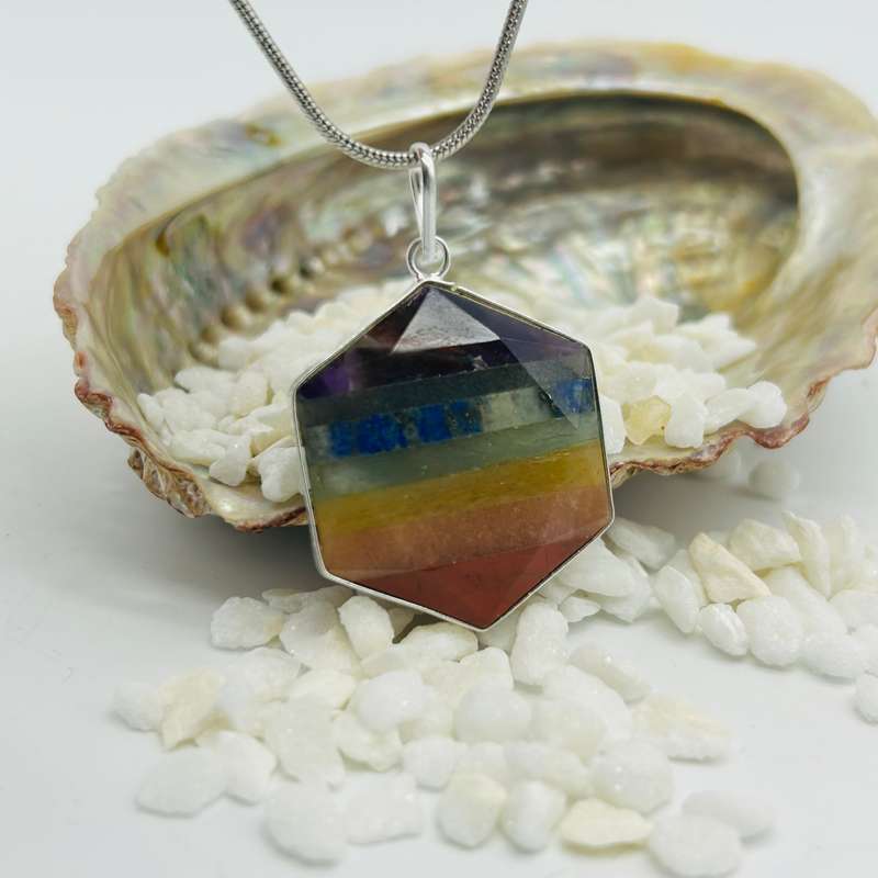7 Chakra Hexagonal Pendant