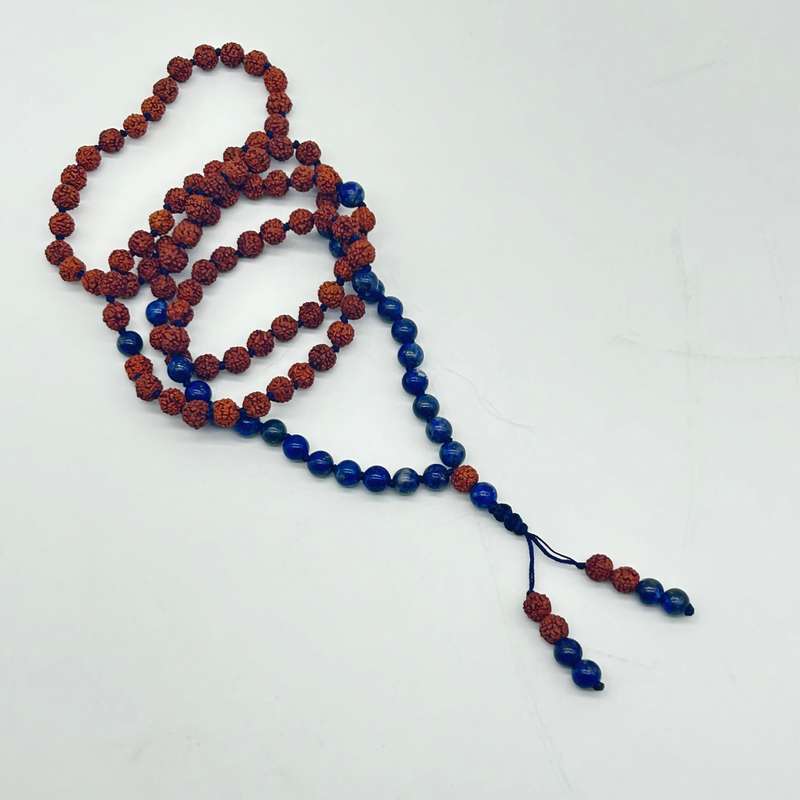 Rudraksha And Lapis Lazuli Bead Mala