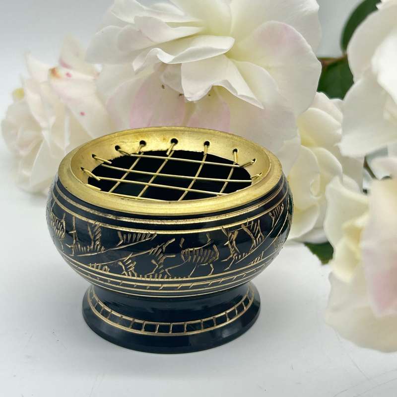 Brass Black  Resin Incense Burner