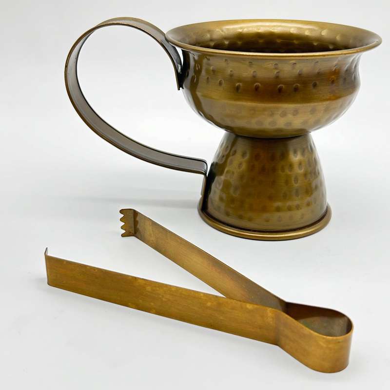 Iron Brass Resin Incense Holder With Tong