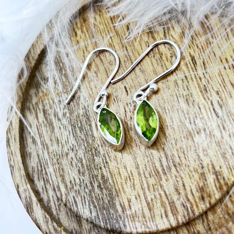 Peridot Sterling Silver Crystal Earrings