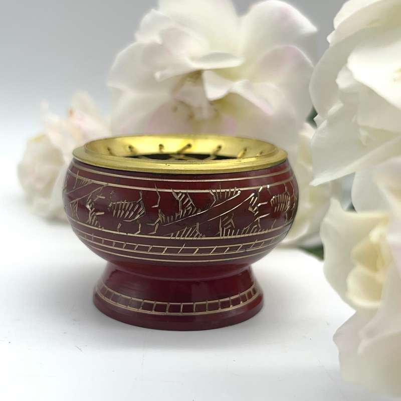 Brass Red Resin Incense Burner