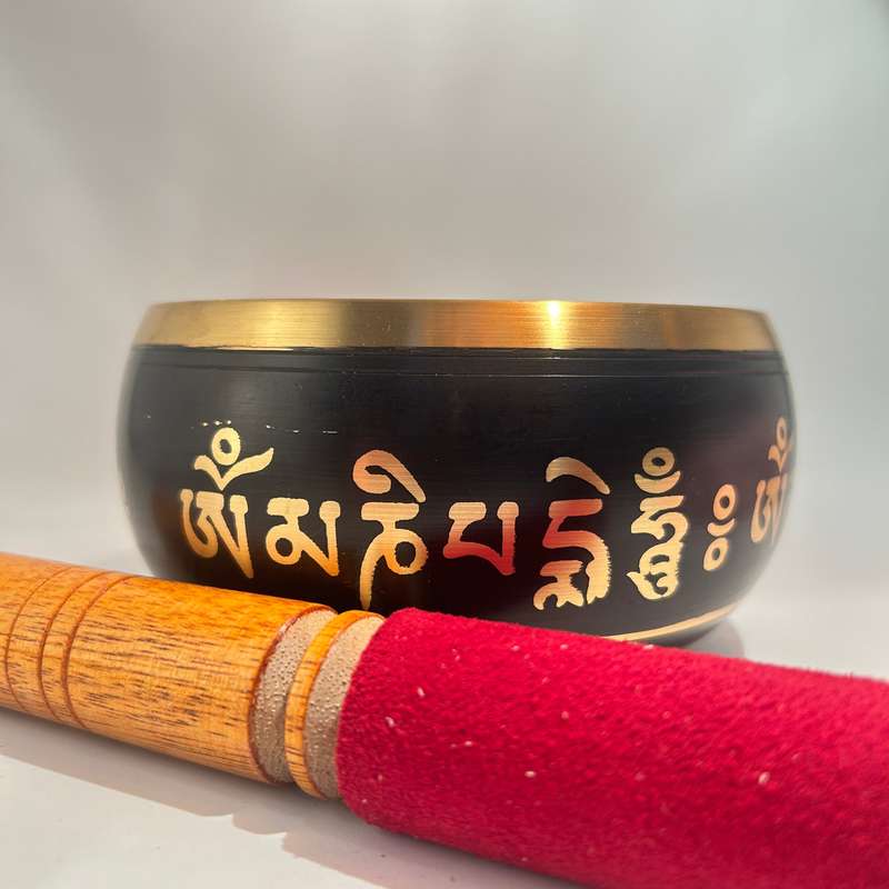 Medium Black And Gold Buddha Singing Bowl