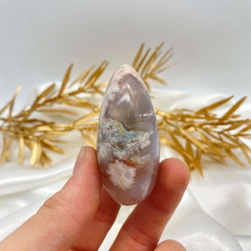 Peace and Passion Flower Agate Oval
