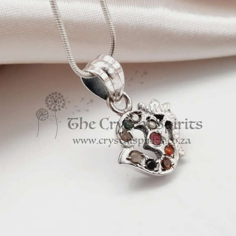 9 Stone Ohm Sterling Silver Pendant