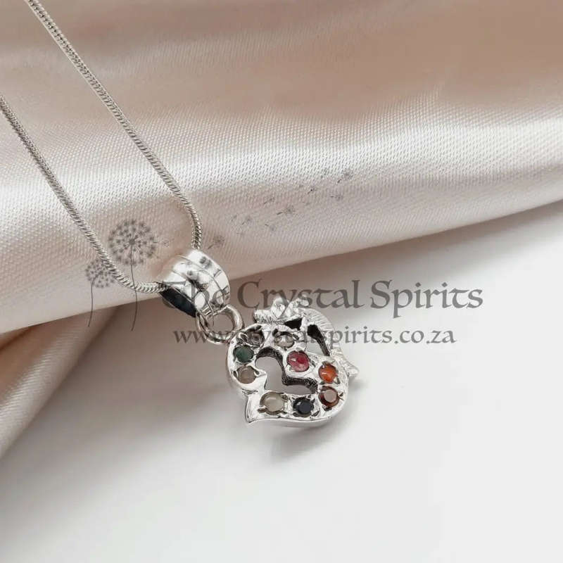 9 Stone Ohm Sterling Silver Pendant