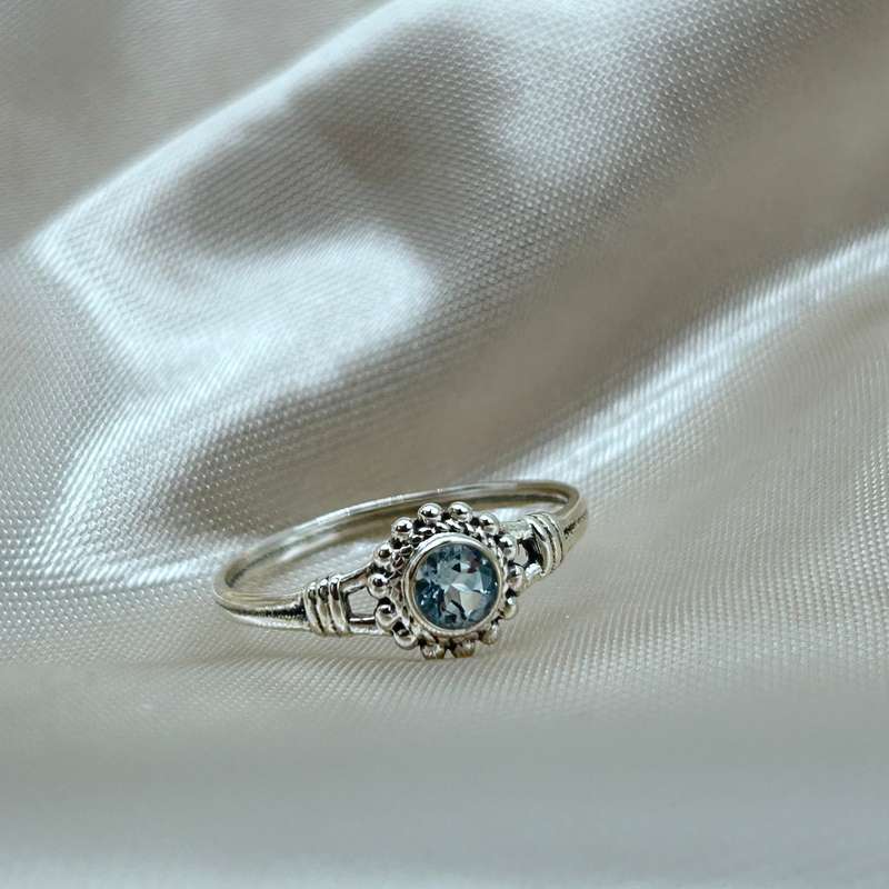 Sterling Silver Blue Topaz Crystal Ring