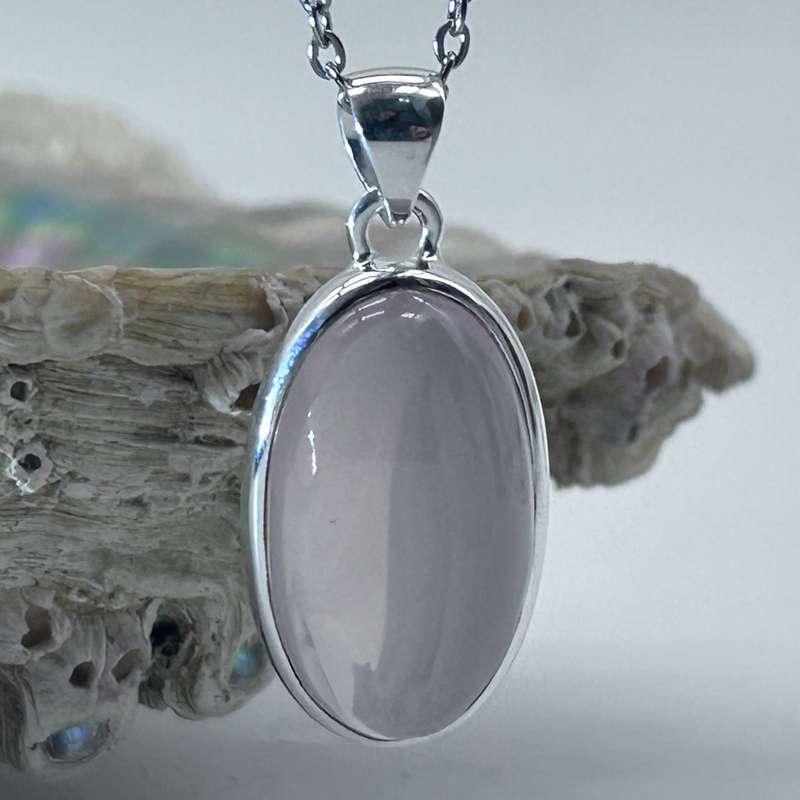 Sterling Silver Rose Quartz Crystal Pendant
