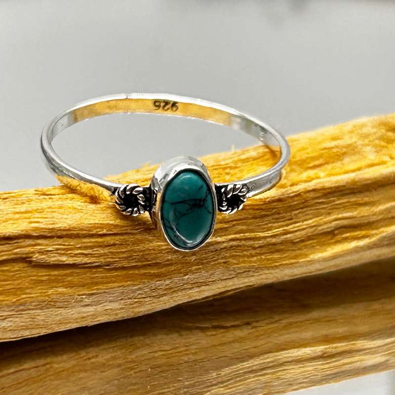Turquoise Crystal Sterling Silver Ring