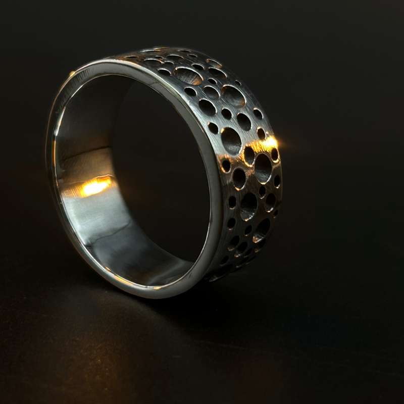 Mens Speckle Sterling Silver Ring