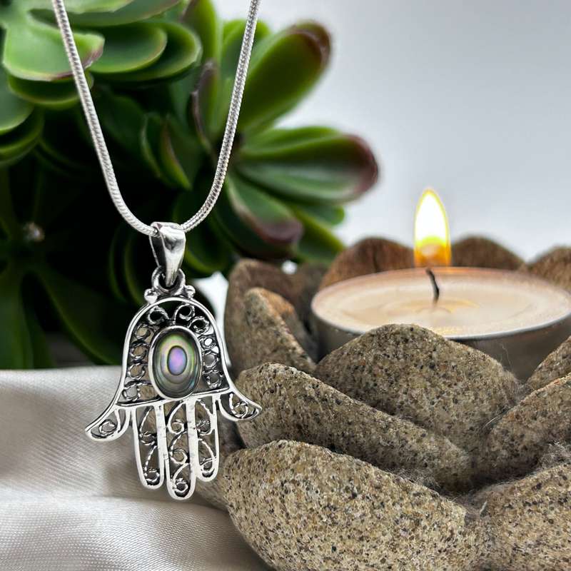 Handof Hamsa With Mother Of Pearl Sterling Silver Pendant