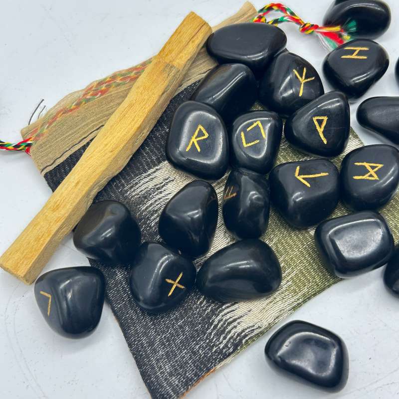 Black Agate Rune Divination Kit