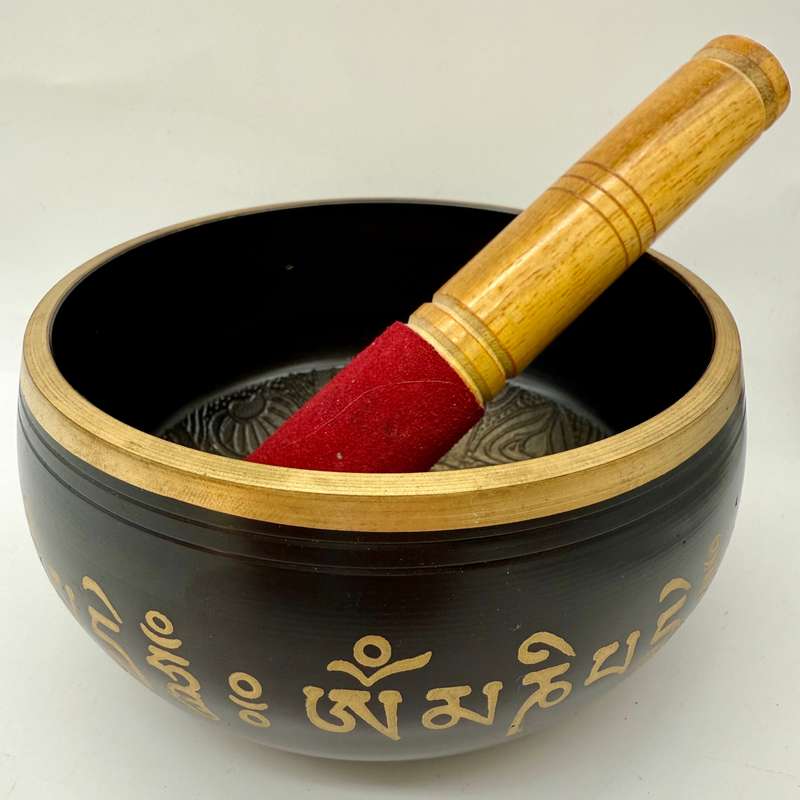 Large Black and Gold 5 Buddha Singing Bowl