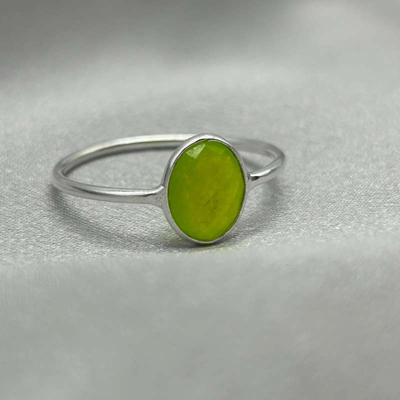Lime Agate Sterling Silver Crystal Ring