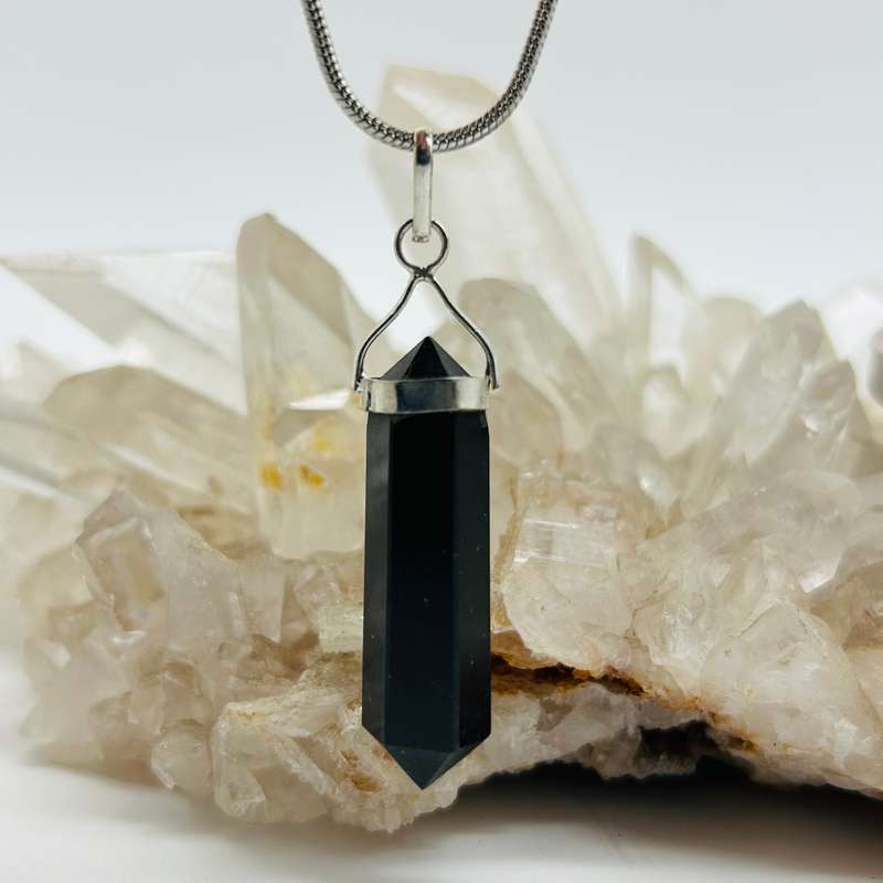 Black Onyx Double Terminated Crystal Pendant
