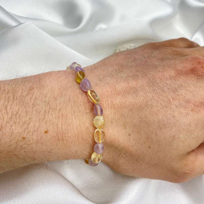 Citrine and Amethyst Nugget Crystal Bracelet