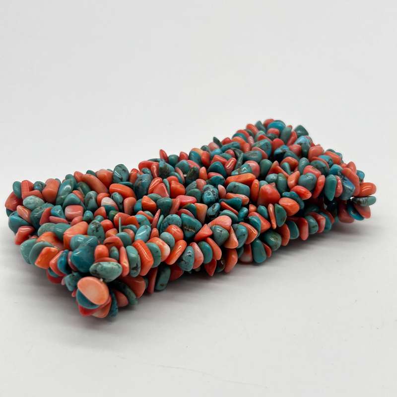 Crystal Coral And Turquoise Chip Cuffed Bracelet