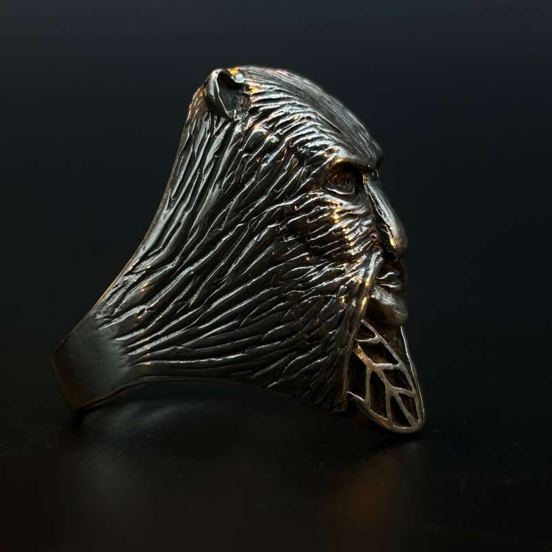 Mens Green Man Sterling Silver Ring