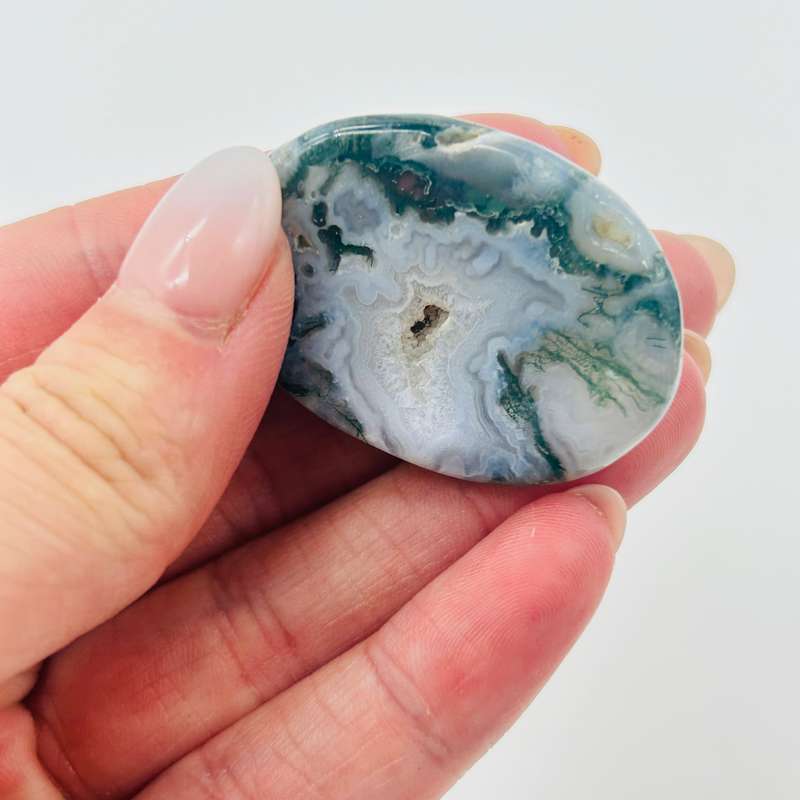 Moss Agate Crystal Worry Stone