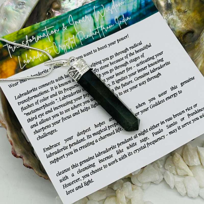 Transformation And Inner Wisdom Labradorite Crystal Pendant From India