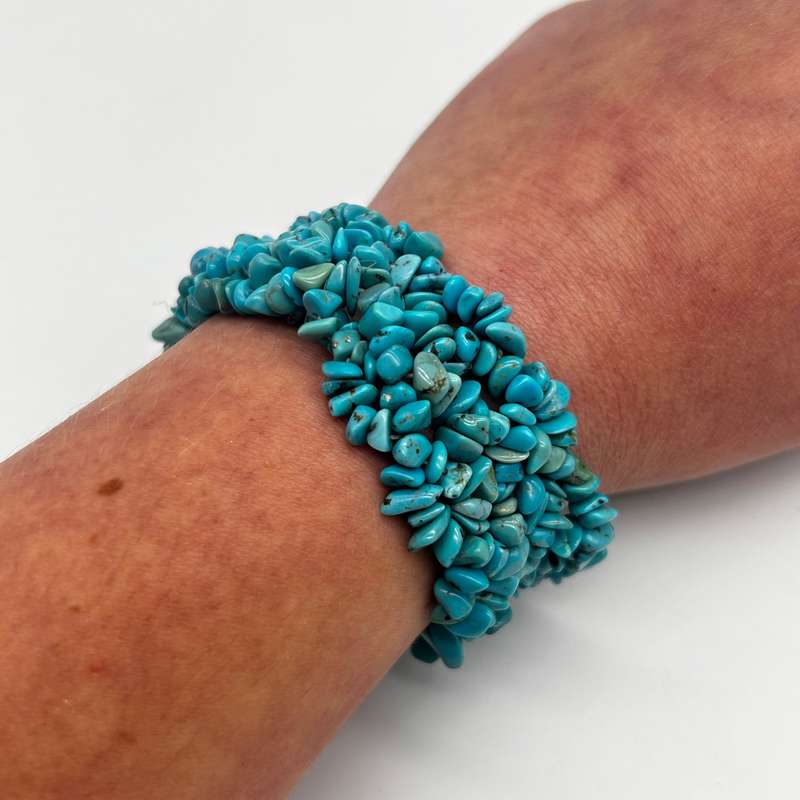 Crystal Turquoise Chip Cuffed Bracelet