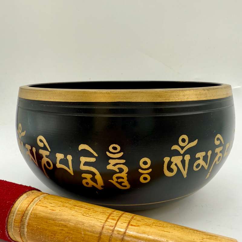 Large Black and Gold 5 Buddha Singing Bowl