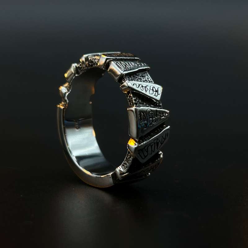 Mens Tribal Sterling Silver Ring