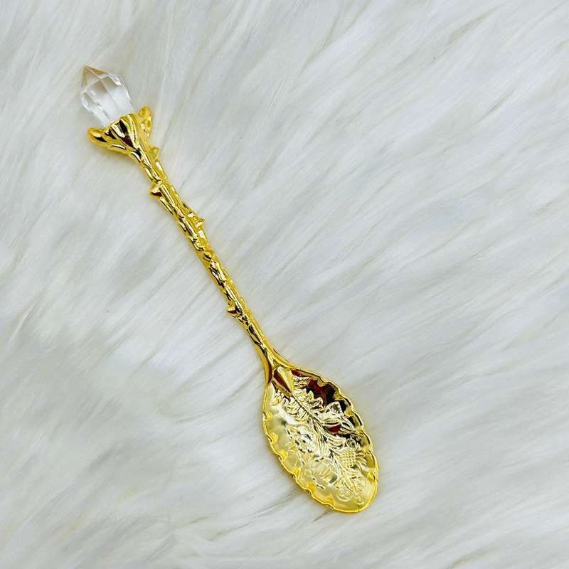 Gold Filigree And Crystal Resin And Incense Powder Petite Spoon