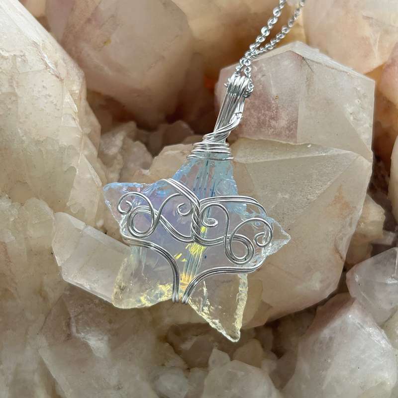 Jelly Opal Star Wire Wrap Pendant