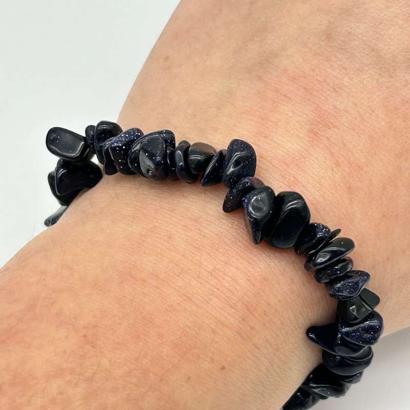Blue Goldstone Chip Crystal Bracelet