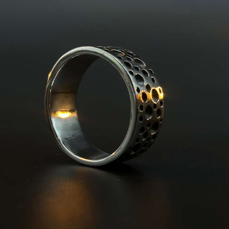 Mens Speckle Sterling Silver Ring