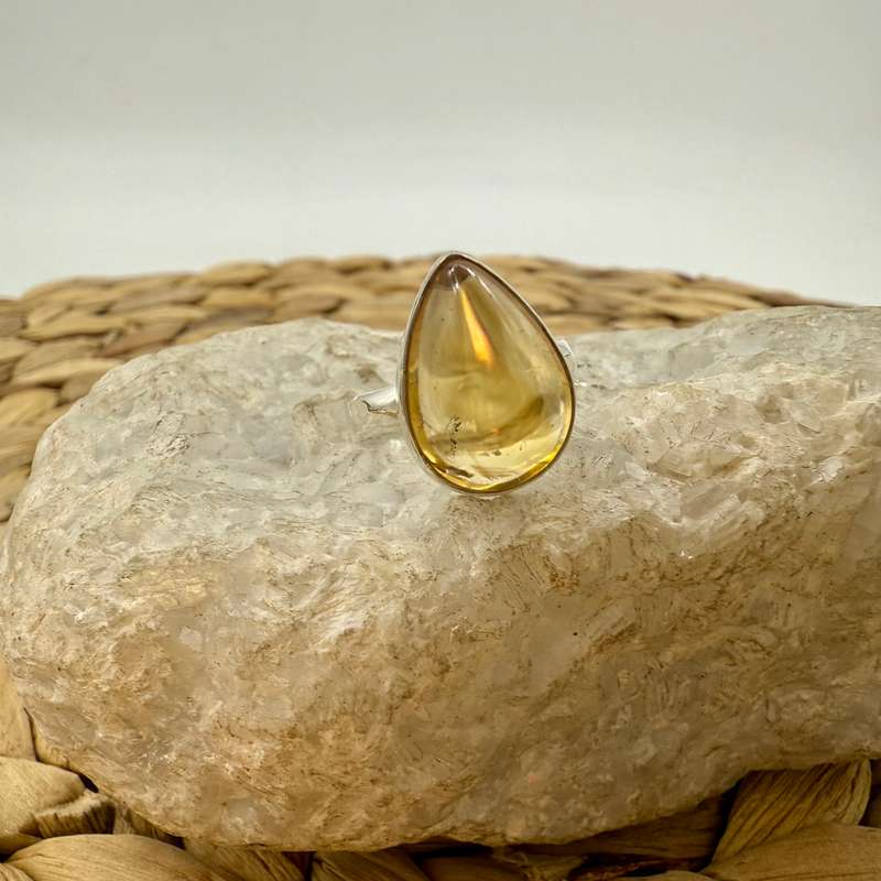 Citrine Teardrop Sterling Silver Crystal Ring