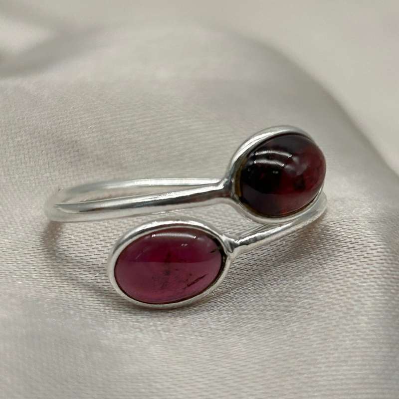 Sterling Silver Garnet Crystal Ring