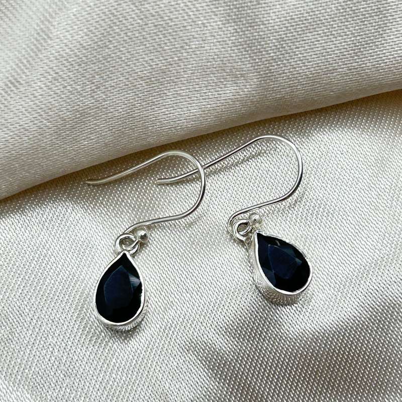 Black Onyx Sterling Silver Teardrop Earrings